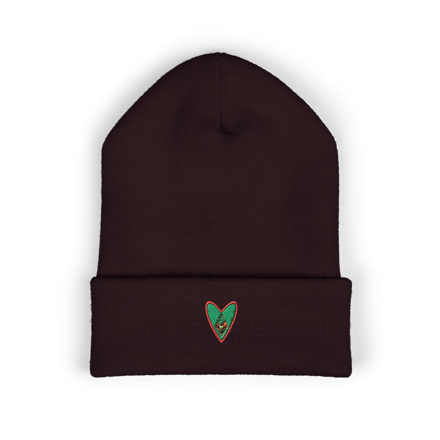 Embroidered Heart Classic Cuffed Beanie - Cozy Winter Accessory