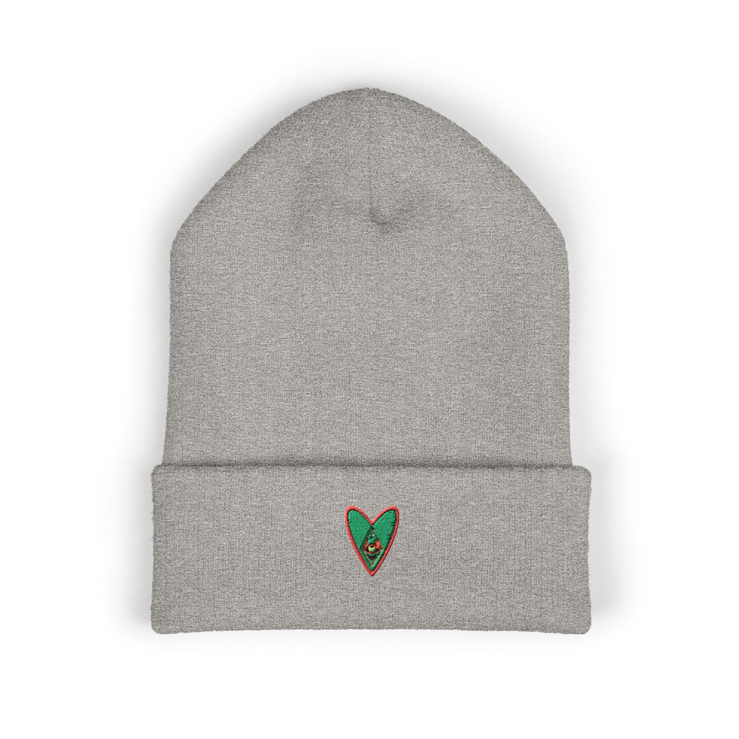 Embroidered Heart Classic Cuffed Beanie - Cozy Winter Accessory