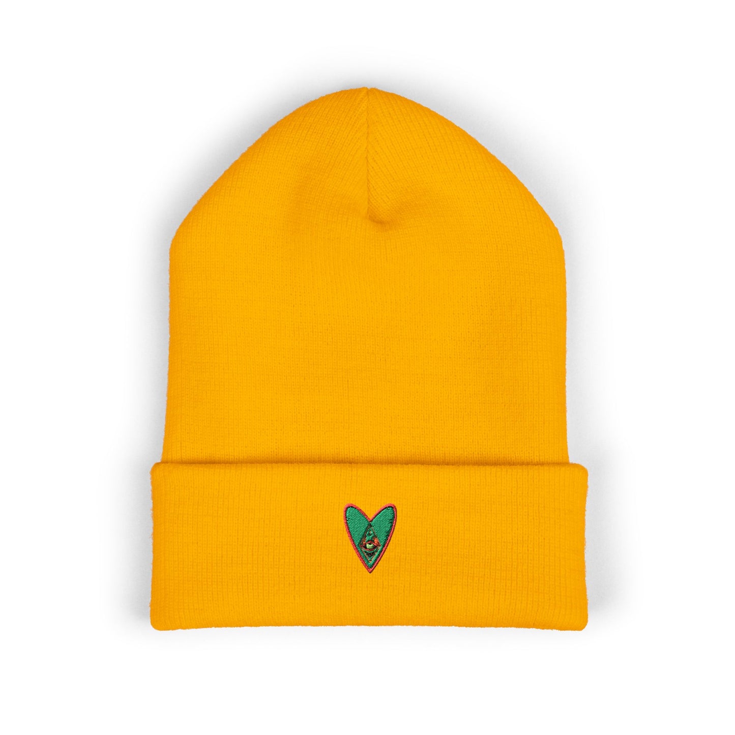 Embroidered Heart Classic Cuffed Beanie - Cozy Winter Accessory