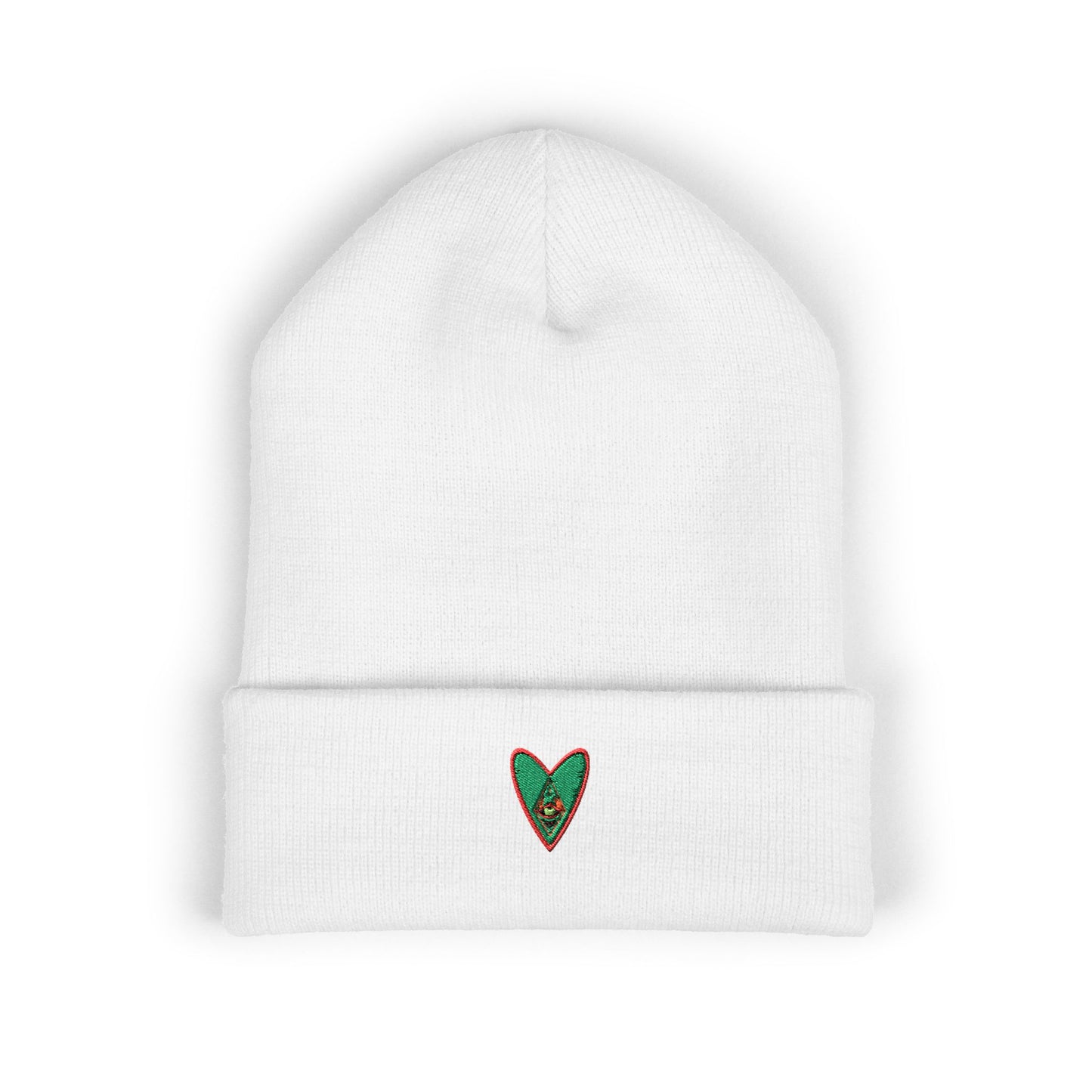 Embroidered Heart Classic Cuffed Beanie - Cozy Winter Accessory