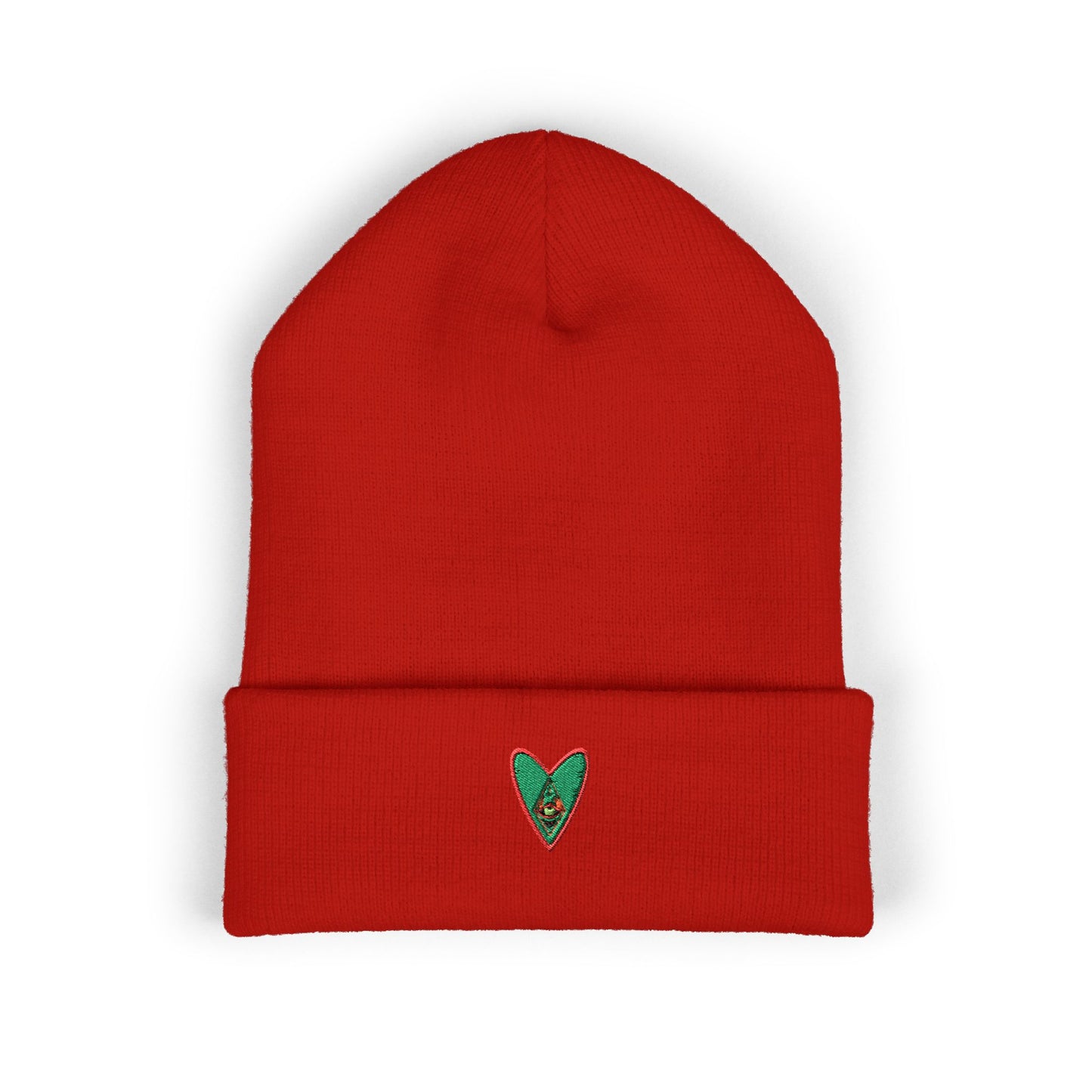 Embroidered Heart Classic Cuffed Beanie - Cozy Winter Accessory